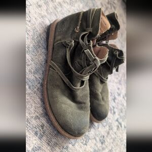 Dark Green Suede Ankle Boots